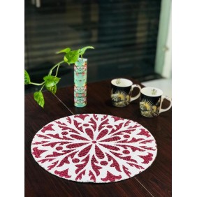 Cotton Placemats | Side Table Mats | 15 Inches Round | Washable | Best for Bed-Side Table, Center Table, Dining Table, Shelves | Home Decorators | Multi Color, Set of 4