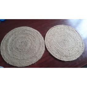 VD Jute Natural Braided 4 Jute Table Placemats for Center Table Round Placemat Jute Coasters for Dining Table Hot Pot Holder Washable Table Mat Heat Resistant Tablemats, 35 cm