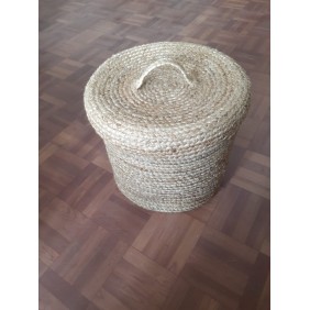 Natural Braided Jute Basket with Lid